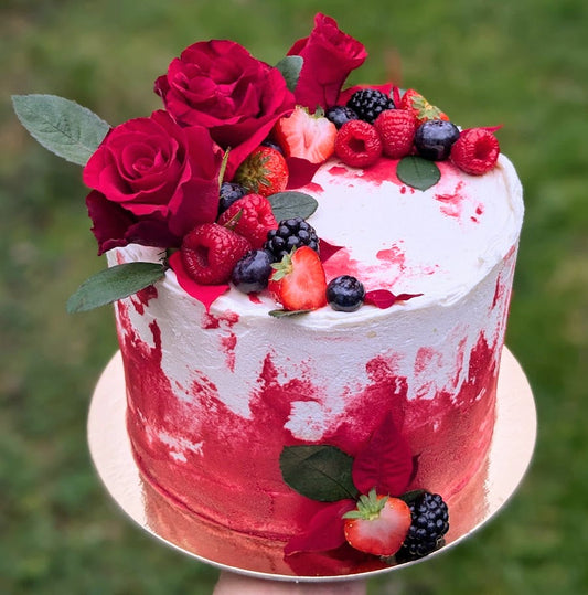 Abstract red velvet & roses